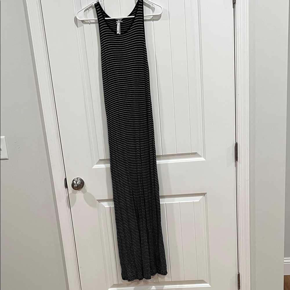 Black with white stripes midi dress